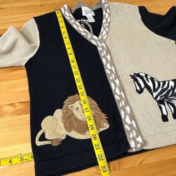 Women Whimsy Twee Novelty Knit Cardigan Sz S Kitsch Teacher Safari Zoo Button - Picture 3 of 9